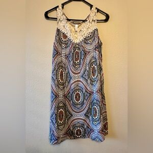 Bohemian Sleeveless Dress with Lace Detail